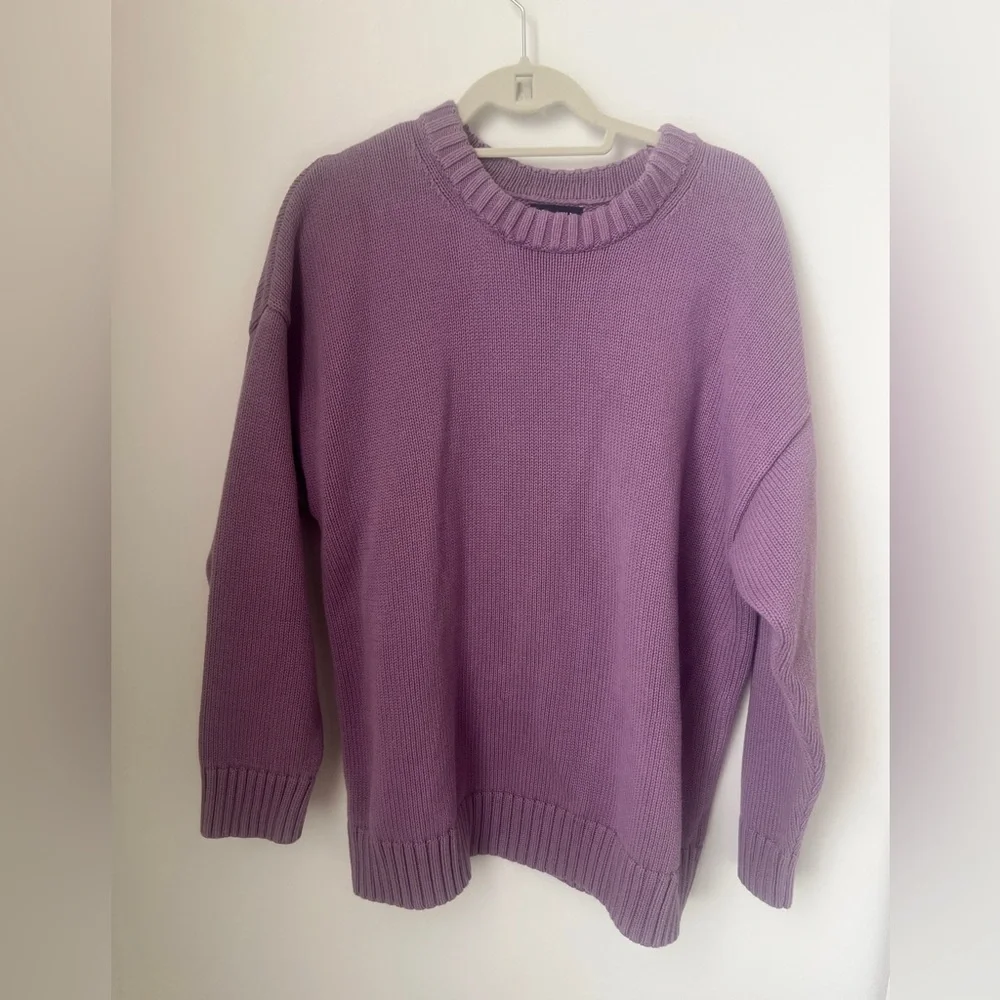 GAP Purple Cotton Knit Crewneck Sweater Tall Large - Picture 1 of 4